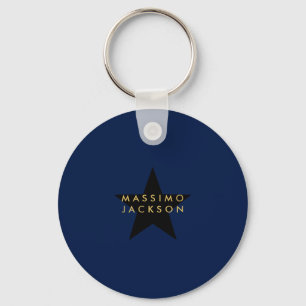 Blue Gold Colors Professional Trendy Black Star Key Ring