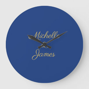 Blue & Gold Colors Professional Trendy Modern Large Clock