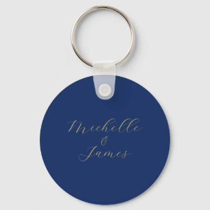 Blue & Gold Colors Professional Trendy Modern Name Key Ring