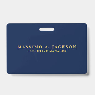 Blue Gold Colors Professional Trendy Modern Plain ID Badge