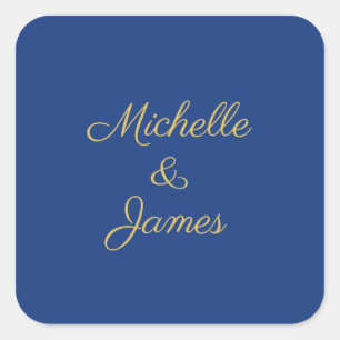 Blue & Gold Colors Professional Trendy Modern Square Sticker