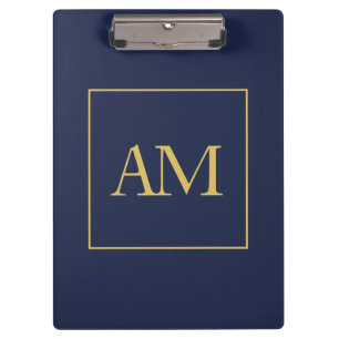 Blue Gold Colours Monogram Initial Letters Clipboard