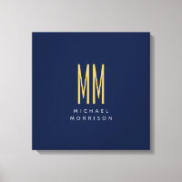 Blue Gold Colours Monogram Initial Letters Name