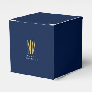 Blue Gold Colours Monogram Initial Letters Name Favour Box