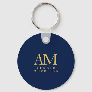 Blue Gold Colours Monogram Initial Letters Name Key Ring
