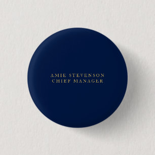 Blue Gold Colours Professional Classical Plain 3 Cm Round Badge