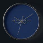 Blue Gold Colours Professional Classical Plain Clock<br><div class="desc">Represent yourself with this modern,  elegant design. This template can be customised to meet all professional occupations.</div>