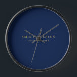 Blue Gold Colours Professional Classical Plain Clock<br><div class="desc">Represent yourself with this modern,  elegant design. This template can be customised to meet all professional occupations.</div>