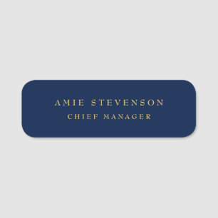 Blue Gold Colours Professional Classical Plain Name Tag