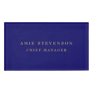 Blue Gold Colours Professional Classical Plain Name Tag
