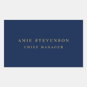 Blue Gold Colours Professional Classical Plain Rectangular Sticker