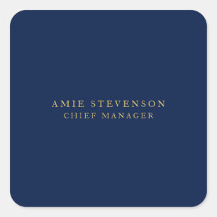 Blue Gold Colours Professional Classical Plain Square Sticker