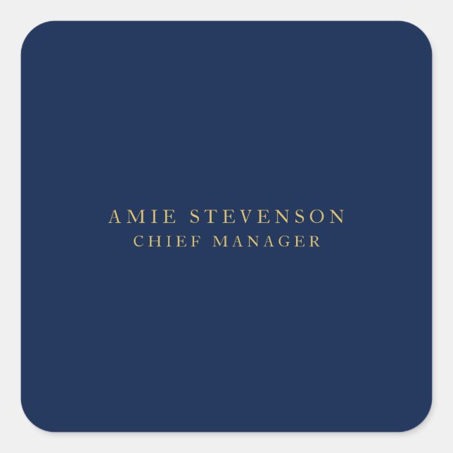Blue Gold Colours Professional Classical Plain Square Sticker (Front)