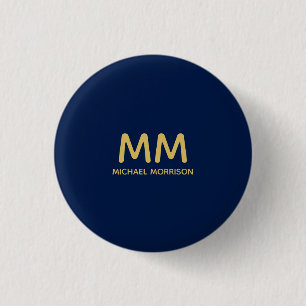 Blue Gold Colours Professional Initial Letters Nam 3 Cm Round Badge