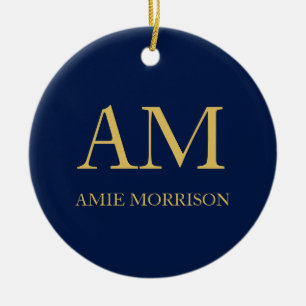Blue Gold Colours Professional Initial Letters Nam Ceramic Tree Decoration