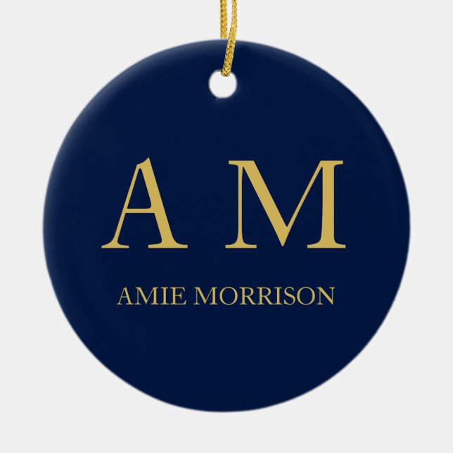 Blue Gold Colours Professional Initial Letters Nam Ceramic Tree Decoration (Front)