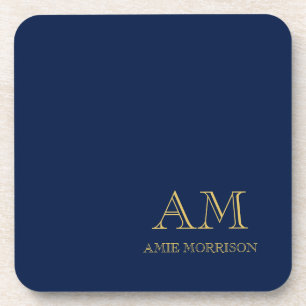 Blue Gold Colours Professional Initial Letters Nam Coaster