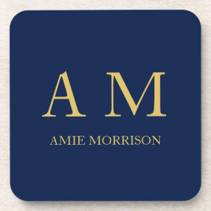 Blue Gold Colours Professional Initial Letters Nam Coaster