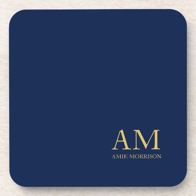 Blue Gold Colours Professional Initial Letters Nam Coaster (Front)