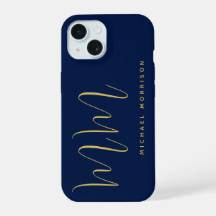 Blue Gold Colours Professional Initial Letters Nam iPhone 15 Case