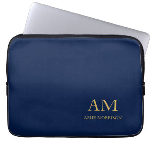 Blue Gold Colours Professional Initial Letters Nam Laptop Sleeve