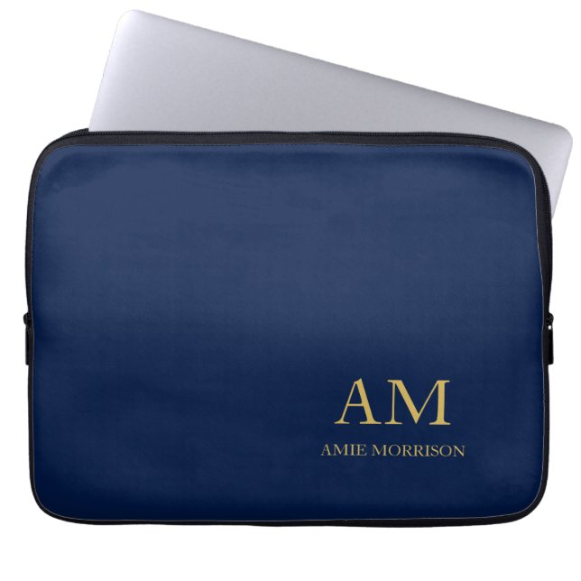 Blue Gold Colours Professional Initial Letters Nam Laptop Sleeve (Front)