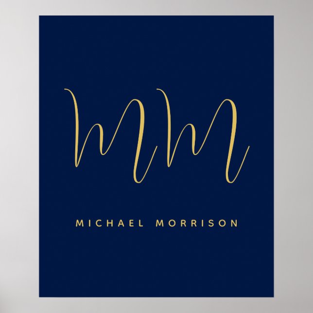 Blue Gold Colours Professional Initial Letters Nam Poster (Front)