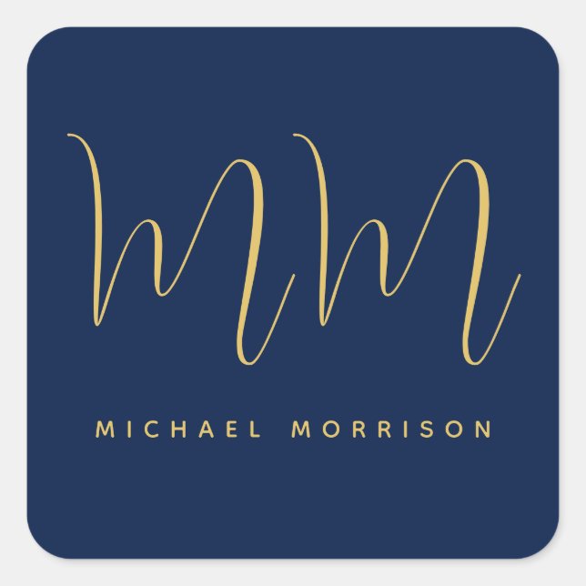 Blue Gold Colours Professional Initial Letters Nam Square Sticker (Front)