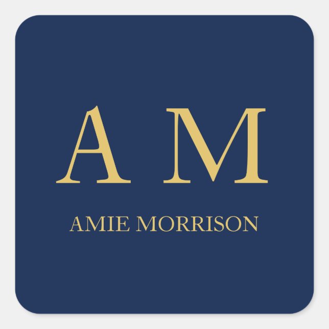Blue Gold Colours Professional Initial Letters Nam Square Sticker (Front)
