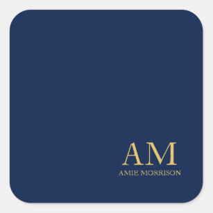 Blue Gold Colours Professional Initial Letters Nam Square Sticker