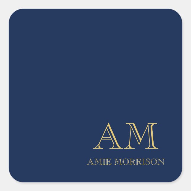 Blue Gold Colours Professional Initial Letters Nam Square Sticker (Front)