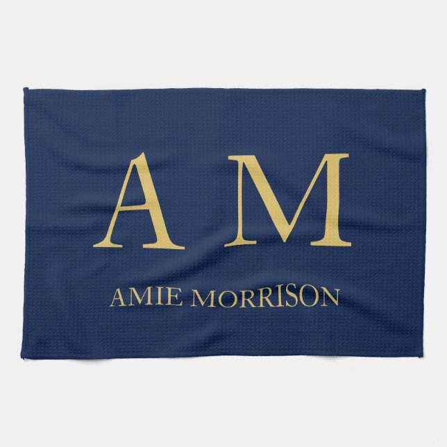 Blue Gold Colours Professional Initial Letters Nam Tea Towel (Horizontal)