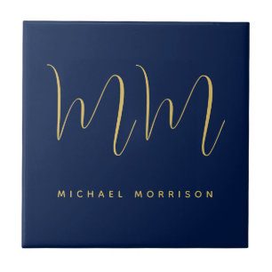 Blue Gold Colours Professional Initial Letters Nam Tile