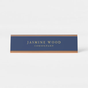 Blue Gold Colours Professional Rose Gold Desk Name Plate