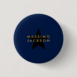 Blue Gold Colours Professional Trendy Black Star 3 Cm Round Badge