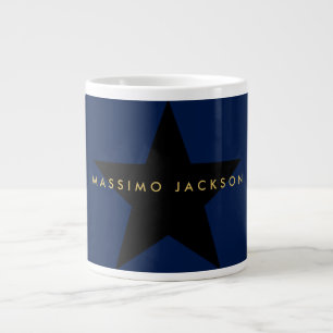 Blue Gold Colours Professional Trendy Black Star Large Coffee Mug