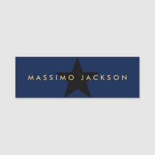 Blue Gold Colours Professional Trendy Black Star Name Tag