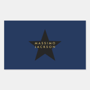 Blue Gold Colours Professional Trendy Black Star Rectangular Sticker