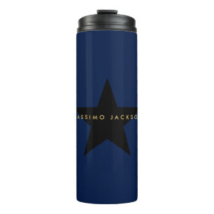 Blue Gold Colours Professional Trendy Black Star Thermal Tumbler