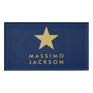Blue Gold Colours Professional Trendy Gold Star Name Tag