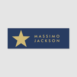 Blue Gold Colours Professional Trendy Gold Star Name Tag