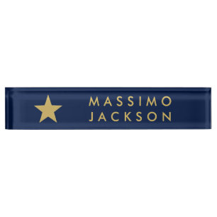 Blue Gold Colours Professional Trendy Gold Star Nameplate