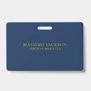 Blue Gold Colours Professional Trendy Minimalist ID Badge