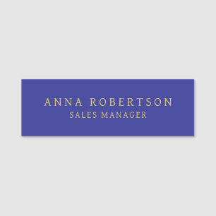 Blue Gold Colours Professional Trendy Minimalist Name Tag