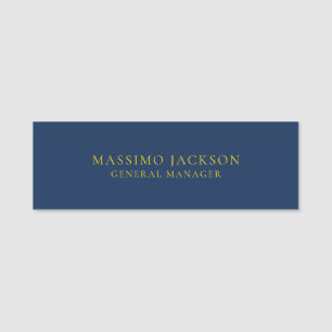Blue Gold Colours Professional Trendy Minimalist Name Tag