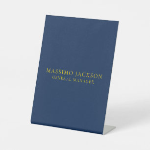 Blue Gold Colours Professional Trendy Minimalist Pedestal Sign