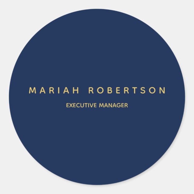 Blue Gold Colours Professional Trendy Modern Plain Classic Round Sticker (Front)