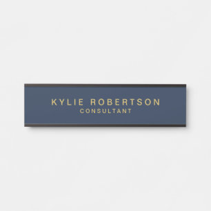 Blue Gold Colours Professional Trendy Modern Plain Door Sign