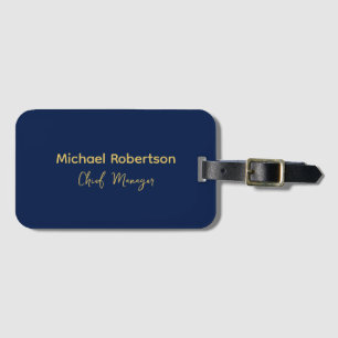 Blue Gold Colours Professional Trendy Modern Plain Luggage Tag