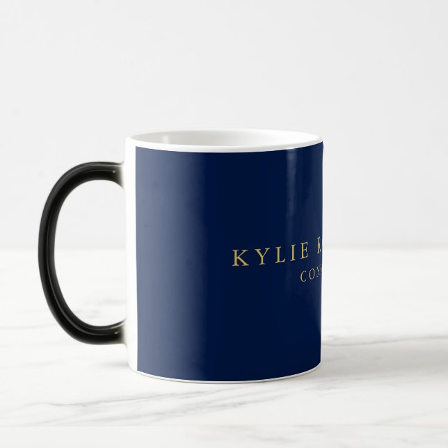 Blue Gold Colours Professional Trendy Modern Plain Magic Mug (Left)